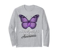 Mariposa de Cinta púrpura para concienciación sobre la Enfermedad de Alzheimer Manga Larga