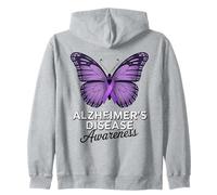 Mariposa de Cinta púrpura para concienciación sobre la Enfermedad de Alzheimer Sudadera con Capucha