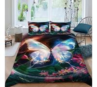 Mariposa de Colores Funda De Edredón 3 Piezas 3D Impresa Animal Theme Wildlife con Cremallera Y Funda De Almohada King(220x240cm) Microfibra Ropa De Cama para Adultos Y Niñas