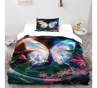 Mariposa de Colores Funda Edredon 2 Piezas 3D Impresa Animal Theme Wildlife con Cremallera Y Funda De Almohada Single(135x200cm) Microfibra Juego De Cama para para Adultos Y Niñas