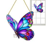 Mariposa de Stained Glass - Ventana Sun Catcher | Colgante para ventana de mariposa colgante | Kingfisher Butterfly Acrylic Sun Catcher for Bedroom Living Room Prism Rainbow Maker Pendant for