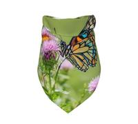 Mariposa descansando sobre una Flor,Bufanda con Babero y Capucha Triangular Bufanda Ajustable para Mascotas Capucha Lavable Adecuada para Perros y Gatos pequeños, medianos y Grandes