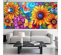 Mariposa Diamond Painting Girasol Grande Diamond Painting Kit Completo Pintura,Dibujos con Diamantes 5D Punto de Cruz,DIY Puzzle Diamantes para Manualidades Arte para Decor Regalo,60x120cm LK-338