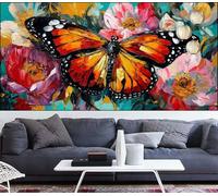 Mariposa Diamond Painting Grande 100x300cm Pintura de Diamante Adultos Flor Diamond Art,DIY Cristal Artes Artesanal Bordado Lienzo Kits de Punto de Cruz Manualidades Adultos para Decor Regalos VQ-1014
