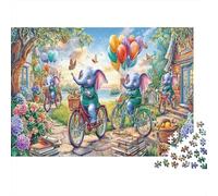 Mariposa Elefante Rompecabezas DIY 1000 Piezas para Adolescentes, Papel Grueso,Arte del Globo de la Bicicleta Decoración Mural, Regalo Navideño, Reto Cerebral 70x50cm/1000pcs