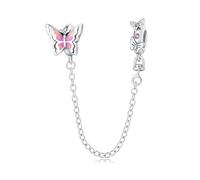 Mariposa en la brisa de primavera Charm de cadena de seguridad, accesorio de pulsera de plata esterlina 925, compatible con Collar de pulsera Pandora