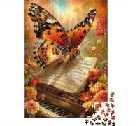 Mariposa en la Hoja del Piano Rompecabezas Clásico 1000 Piezas para Jugadores Adultos, Cartón Premium, Decoración Interior, Regalo Cumpleaños, Juego De Reto Difícil 38x26cm/1000pcs