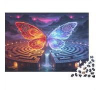 Mariposa Fantasía de Colores Puzzle de 1000 Piezas Papel Puzzle para Adultos Estilo Laberinto Mágico Mejora Enfoque Relajación Hogar Regalo Familiar 70x50cm/1000pcs