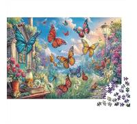 Mariposa Fantasía Rompecabezas DIY 1000 Piezas para Adolescentes, Papel Grueso,Mariposa Cottage Garden Decoración Mural, Regalo Navideño, Reto Cerebral 52x38cm/1000pcs