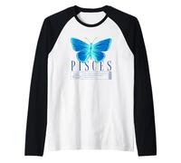 Mariposa Febrero Cumpleaños Horóscopo Vibe, Piscis Zodiaco Camiseta Manga Raglan