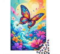 Mariposa flor ola 1000pcs para adultos Mini rompecabezas difícil | 70 x 50 cm Papel Decoración Sala Corte Preciso Regalo Amigo Relajación Espíritu