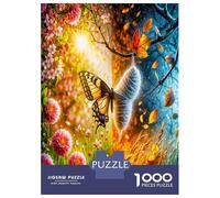 Mariposa Flor Sol 1000 Piezas Felicidad Vibrante de la Naturaleza Puzzle Premium, Cartón Resistente - DIY Familiar, Decoración, Regalo De Cumple Niños 38x26cm/1000pcs