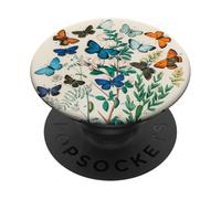 Mariposa, flor, vendimia, composición, ilustración PopSockets PopGrip Adhesivo