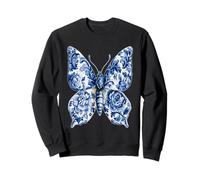 Mariposa Floral Vintage con Flores Delft Art Chinoiserie Sudadera