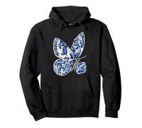 Mariposa Floral Vintage con Flores Delft Art Chinoiserie Sudadera con Capucha