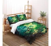 Mariposa Fluorescente Funda Nórdica Algodon 3 Piezas 3D Estampado Animal Theme Wildlife con Cremallera Y Funda De Almohada Super King(260x220cm) Microfibra Juego De Cama para