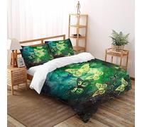 Mariposa Fluorescente Funda Nordica Algodon 3 Piezas 3D Impresa Animal Theme Wildlife con Cremallera Y Funda De Almohada Double(200x200cm) Microfibra Ropa De Cama