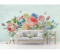 Mariposa Fresca Y Sencilla De Flores Multicolores 3D Papel Pintado Tapiz Textura de Seda Oficina Comedor Sofá Dormitorio Sala Estar TV Fondo Pantalla-430cm×300cm