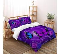 Mariposa Funda Edrojoon 3 Piezas con Impresión En 3D Aesthetic InsectsGarden con Funda Almohada Double（200x200cm） 100% Microfibra Ropa De Cama para Adultos Y Niñas
