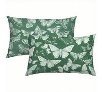 Mariposa Fundas Cojines 40x60 Terciopelo Juego de 2, Lujosas Funda Cojin Green Súper Suaves y Cómodas, Funda de Almohada Durable y Fácil Cuidado, Adecuado para Sofá, Cama, Silla o Jardín S5-408