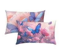 Mariposa Fundas Cojines 40x60 Terciopelo Juego de 2, Lujosas Funda Cojin Rosa Súper Suaves y Cómodas, Funda de Almohada con Cremallera Oculta, Fácil Cuidado, Adecuado para Sofá, Cama, Silla S-284