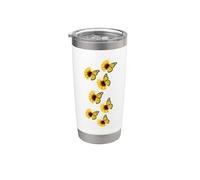 Mariposa Girasol Jardín Floral Amarillo Girasol Vaso térmico de acero inoxidable de doble pared