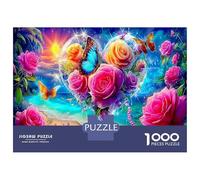 Mariposa Hada 1000 Piezas Puzzle Reto - Cartón Grueso Y Duradero & Puzzle Difícil Arte de Rosas psicodélicas - para Amantes De Los Puzzles 70x50cm/1000pcs Regalo para Amantes De Los Puzzles