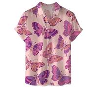 Mariposa Impreso Camisas Hawaianas para Los Hombres Mariposa de Dibujos Animados Camisa Impresa 3D Manga Corta De La Solapa De La Calle De Gran Tamaño Blusa De Las Mujeres