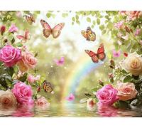 mariposa Kit Pintura de Diamantes Adultos Principiantes, flores Diamond Art Kit Completo, Actividad Relajación Antiestrés, Regalos Originales para Mujeres Cumpleaños, Decoración Hogar 40x30 cm qo-134