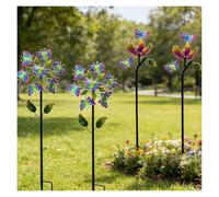 Mariposa Molinillo De Viento, 117cm/46in Decoraciones De JardíN De Viento, Viento De 360° con CinéTica Spinner De Viento CinéTico para césped, Granja, Patio Trasero B（4Packs）