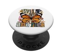 Mariposa monarca Collage Art Naturaleza envejec PopSockets PopGrip Adhesivo