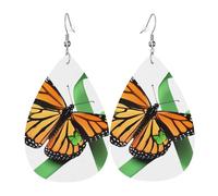 Mariposa Monarca Con Esperanza: Concientización Sobre La Enfermedad Renal Aretes De Cuero Cómodo Pendientes Estampado Pendiente Para Día De La Madre Mujer Aniversario