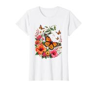 Mariposa Monarca Metamorfosis Oruga Floral Naturaleza Camiseta gráfica económica