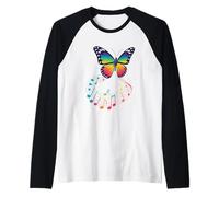 Mariposa Notas musicales Mariposas Lepidopterólogo Músico Camiseta Manga Raglan