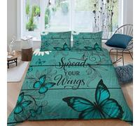 Mariposa Palabras Funda De Edrojoón 3 Piezas 3D Impresa Aesthetic Field Insects con 2 Fundas De Almohada King（220x240cm） 100% Microfibra Juego De Cama para para Adultos Y Niñas