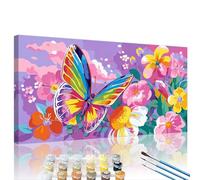 Mariposa Pintar por Numeros Adultos, 2026 Adultos Principiantes DIY Kit 100x200cm Vistoso Paint by Numbers Pinturas Acrílica con 3 Pinceles de Lienzo, Decor para Hogar Creativo Regalo Pared XY#896