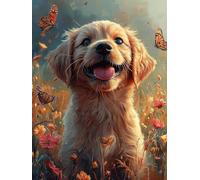 mariposa Pintura con Diamantes 5D, Bordado de Diamantes Kit Completo perro, Mosaico Cristales Punto de Cruz, Cuadro Full Drill para Adultos, Manualidades Creativas para Decoración Pared 40x70cm qo-215