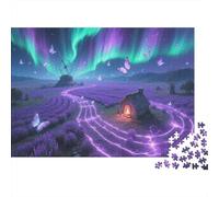 Mariposa Puzzle De 1000 Piezas Purple Mariposa Under Aurora Rompecabezas para Adultos De Madera para Adultos Pintura Entretenimento 1000pcs (75x50cm)