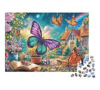 Mariposa Puzzles para Adultos Divertido 300 Piece Estilo de Dibujos Animados Decoración Hogar, Juego Educativo, Juego Intelectual, Alivio del Estrés, Reto Educativo (300pcs (40x28cm))