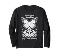 Mariposa que uso blanco para mi mamá Concientización sobre el cáncer de pulmón Manga Larga
