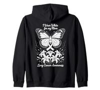 Mariposa que uso blanco para mi mamá Concientización sobre el cáncer de pulmón Sudadera con Capucha