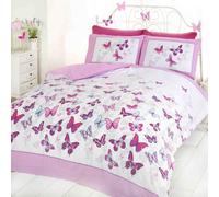 Mariposa Flutter - Edredón y funda de almohada - Rosa, para cama individual, 1 pieza (135x200 cm, 50x75)