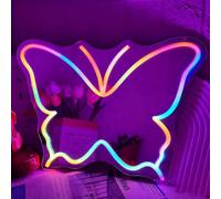 Mariposa RGB Espejo de señal de neón Decoración del hogar Iluminación de arte de pared para la boda Dormitorio Sala de estar Vestidor Decoraciones de fiesta Alimentado por USB