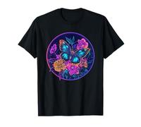 Mariposa rodeada de flores coloridas Camiseta