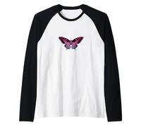 Mariposa roja Colorida Camiseta Manga Raglan
