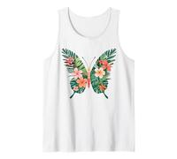 Mariposa tropical con alas florales Island Vibes Camiseta sin Mangas