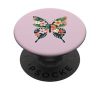 Mariposa tropical con alas florales Island Vibes PopSockets PopGrip Adhesivo