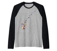Mariposa voladora floral Mason Jar of Flowers Butterflies Art Camiseta Manga Raglan