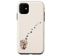 Mariposa voladora floral Mason Jar of Flowers Butterflies Art Carcasa para iPhone 11