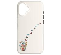 Mariposa voladora floral Mason Jar of Flowers Butterflies Art Carcasa para iPhone 16